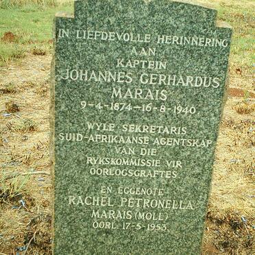 MARAIS Johannes Gerhardus 1874-1940 &amp; Rachel Petronella MOLL -1953