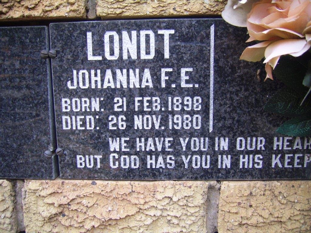 LONDT Johanna F.E. 1898-1980