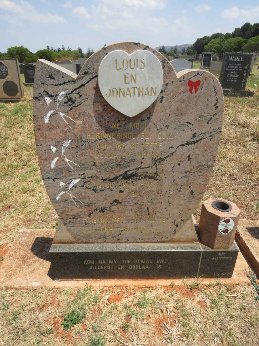 ? Jonathan 1965-1997 & Louis nee HAVENGA 1968-1997