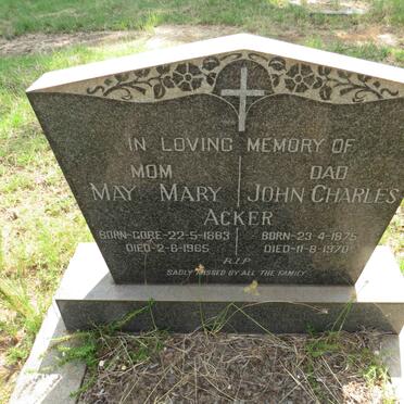ACKER John Charles 1875-1970 & May Mary 1883-1965