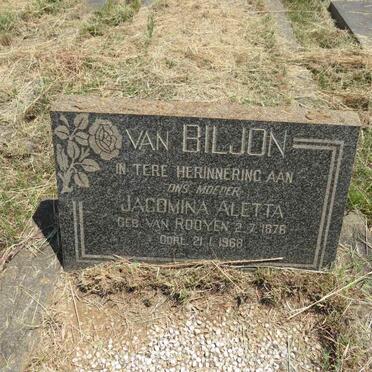 BILJON Jacomina Aletta, van nee VAN ROOYEN 1876-1968