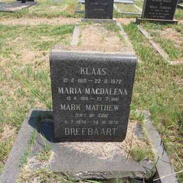 BREEBAARD Klaas 1915-1972 & Maria Magdalena 1915-1981 :: BREEBAARD Mark Matthew 1970-1972