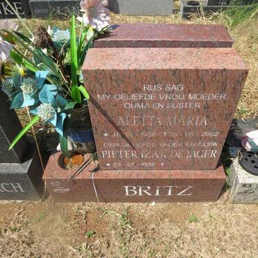 BRITZ Pieter Izak de Jager 1932- & Aletta Maria 1938-2002
