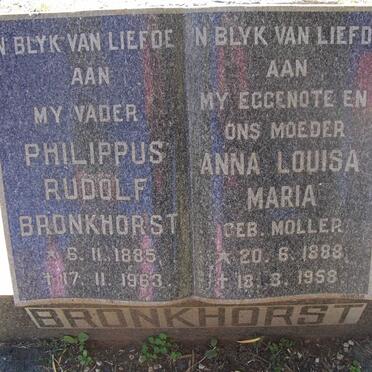 BRONKHORST Philippus Rudolf 1885-1963 &amp; Anna Louisa Maria MOLLER 1889-1958