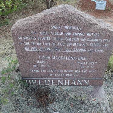 BREDENHANN Lydia Magdalene nee BRIEL 1918-1991