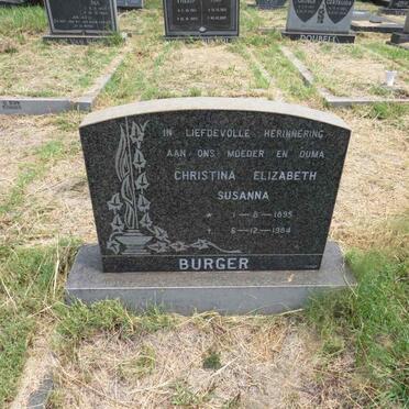BURGER Christina Elizabeth Susanna 1895-1984