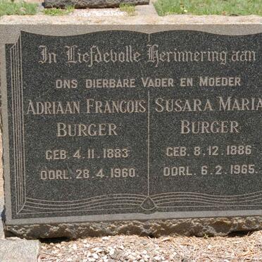 BURGER Adriaan Francois 1883-1960 &amp; Susara Maria 1886-1965