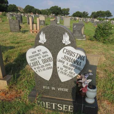 COETSEE Carel David 1916-1998 & Christina Johanna JANSE V. RENSBURG 1924-2018
