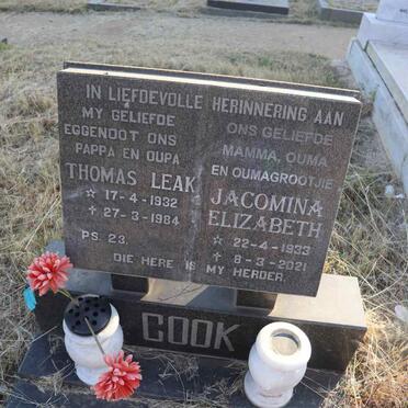 COOK Thomas Leak 1932-1984 & Jacomina Elizabeth 1933-2021