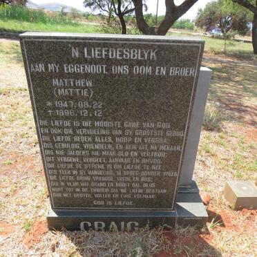 CRAIG Matthew 1947-1996