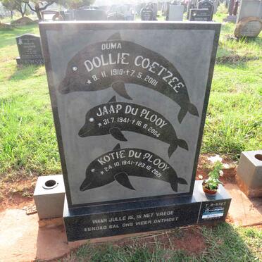 COETZEE Dollie 1910-2001 :: DU PLOOY Jaap 1941-2004 :: DU PLOOY Kotie 1941-2021