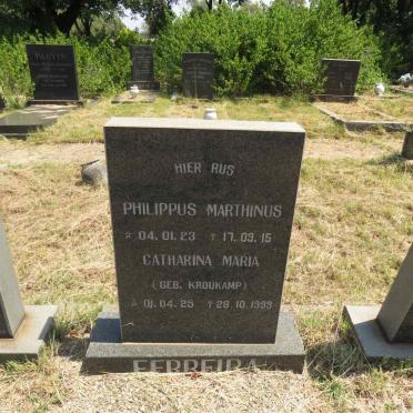 FERREIRA Philippus Marthinus 1923-2015 & Catharina Maria KROUKAMP 1925-1999