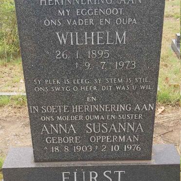 FURST Wilhelm 1895-1973 & Anna Susanna OPPERMAN 1903-1976