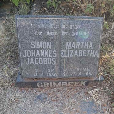 GRIMBEEK Simon Johannes Jacobus 1914-1986 & Martha Elizabetha 1914-1988