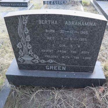 GREEN Bertha Abrahamina 1905-1985