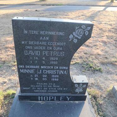HOPLEY David Petrus 1929-1980 & J. Christina 1926-1992