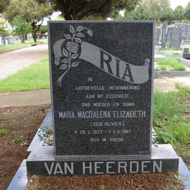HEERDEN Maria Magdalena Elizabeth, van nee OLIVIER 1937-1987