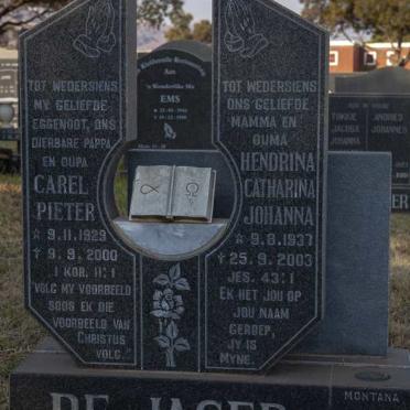 JAGER Carel Pieter, de 1929-2000 &amp; Hendrina Catharina Johanna 1937-2003