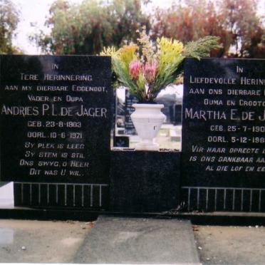 JAGER Andries P.L., de 1903-1971 &amp; Martha E. 1901-1984