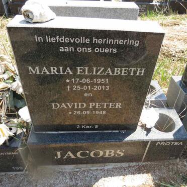 JACOBS David Peter 1948- & Maria Elizabeth 1951-2013