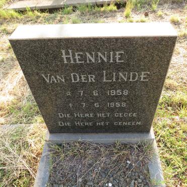 LINDE Hennie, van der 1958-1958