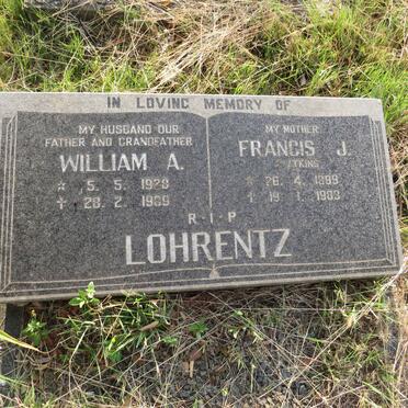 LOHRENTZ Francis J. nee ATKINS 1899-1983 :: LOHRENTZ William A. 1928-1989 