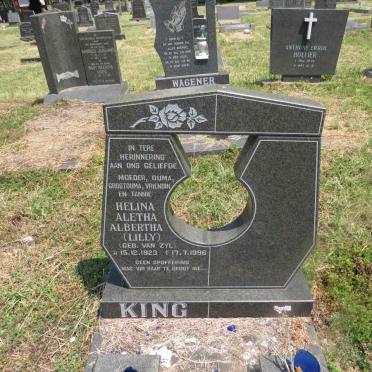 KING Helena Aletha Albertha nee VAN ZYL 1923-1996