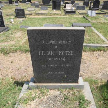 KOTZE Lilian nee COLLEN 1910-1972
