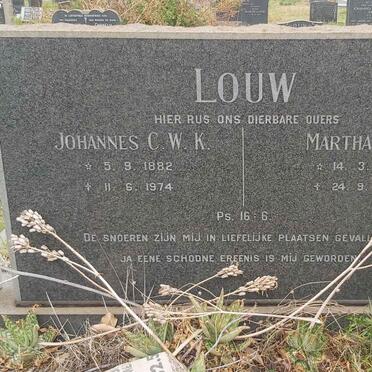 LOUW Johannes C.W.K. 1882-1974 & Martha M.B. 1893-1973