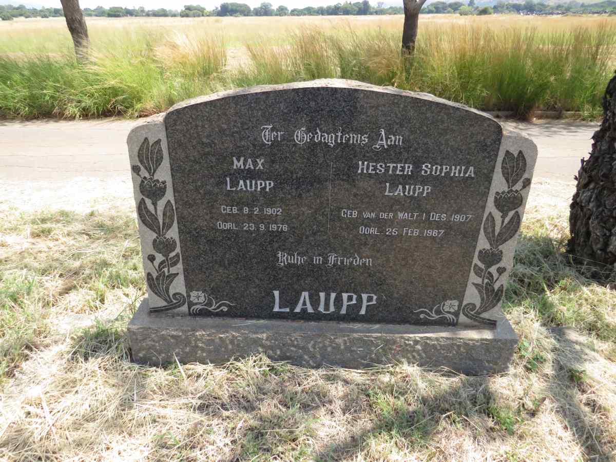LAUPP Max 1902-1976 & Hester Sophia VAN DER WALT 1907-1967
