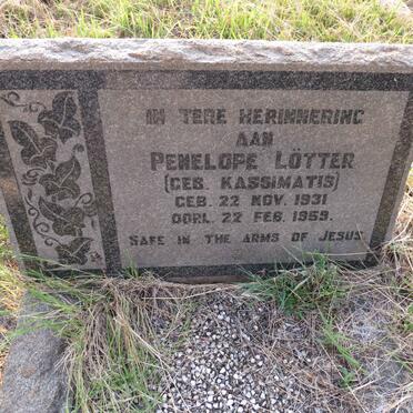 LOTTER Penelope nee KASSIMATIS 1931-1959