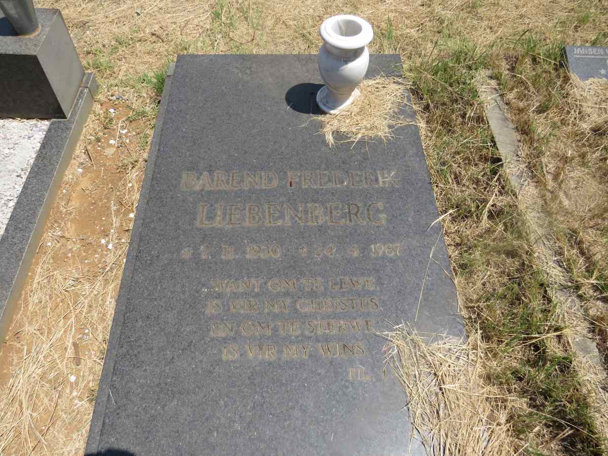 LIEBENBERG Barend Frederik 1930-1987