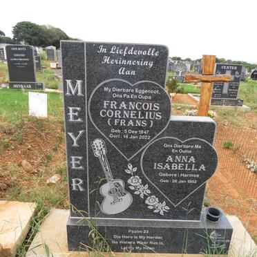 MEYER Francois Cornelius 1947-2022 & Anna Isabella HARMSE 1952-