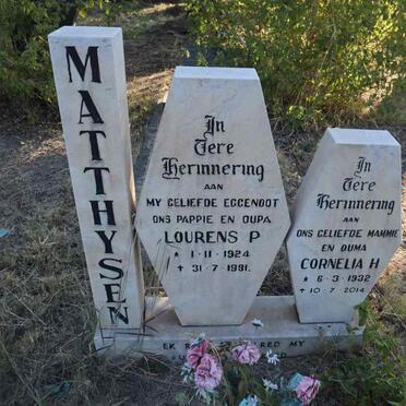 MATTHYSEN Lourens P. 1924-1991 & Cornelia H. 1932-2014