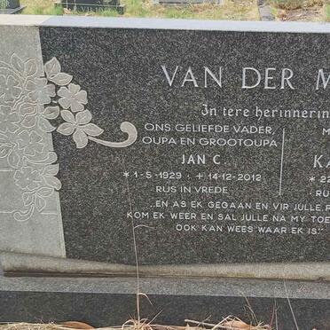 MERWE Jan C., van der 1929-2012 & Katharina H.E. 1929-1973