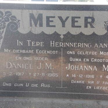 MEYER Daniel J. M. 1917-1965 &amp; Johanna Maria 1916-1991