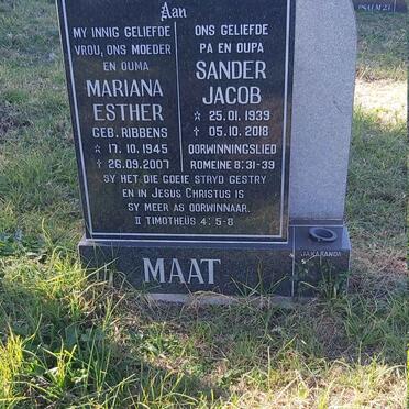 MAAT Sander Jacob 1939-2018 &amp; Mariana Esther RIBBENS 1945-2007
