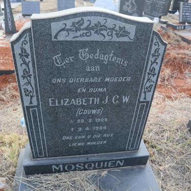 MOSQUIEN Elizabeth J.C.W. nee GOUWS 1909-1984