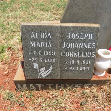 MATTHYSEN Joseph Johannes Cornelius 1931-1997 & Alida Maria 1939-2016