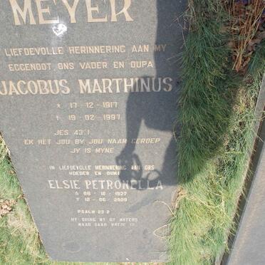 MEYER Jacobus Marthinus 1917-1997 &amp; Elsie Petronella 1929-2009