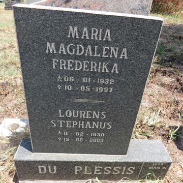 PLESSIS Lourens Stephanus, du 1930-2003 & Maria Magdalena Frederika 1932-1997