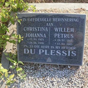 PLESSIS Willem Petrus, du 1927-2005 & Christina Johanna 1925-1986