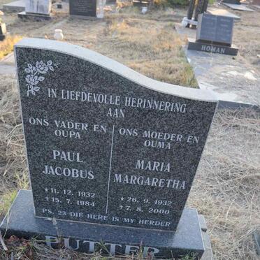 PUTTER Paul Jacobus 1932-1984 & Maria Margaretha 1932-2000