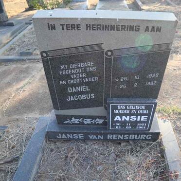 RENSBURG Daniel Jacobus, Janse van 1928-1982 & Ansie 1921-2001