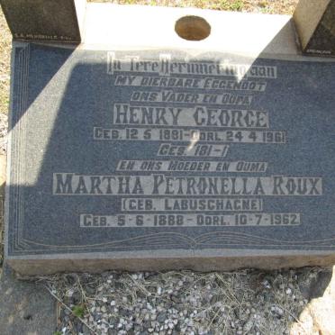 ROUX Henry George 1881-1961 &amp; Martha Petronella LABUSCHAGNE 1888-1962