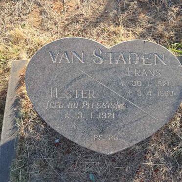 STADEN Frans, van 1921-1980 & Hester DU PLESSIS 1921- 