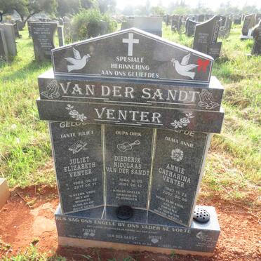 SANDT Diederik Nicolaas, van der 1944-2001 & Annie Catharina VENTER 1947-2002 :: VENTER Juliet Elizabeth 1968-2017 :: VAN DER SANDT Pierre 1965- & Meisie 1965-2021