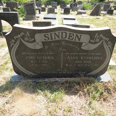 SINDEN John Gotlieb 1928-1996 & Anna Catharina NIEMAND 1928-1971