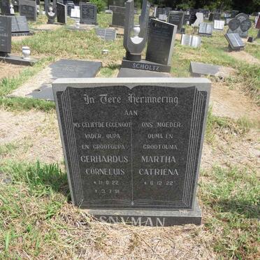 SNYMAN Gerhardus Corneluis 1922-1991 & Martha Catriena 1922- 