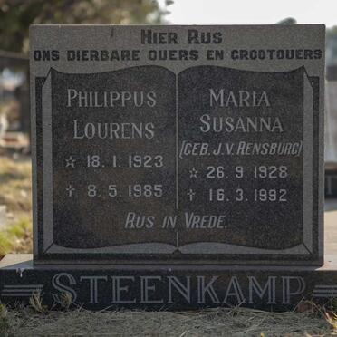 STEENKAMP Philippus Lourens 1923-1985 &amp; Maria Susanna J.V. RENSBURG 1928-1992